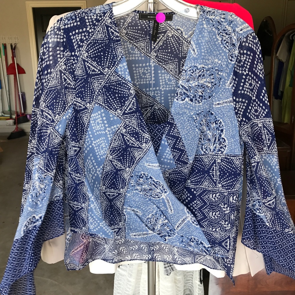 BCBG Flutter Sleeve Top